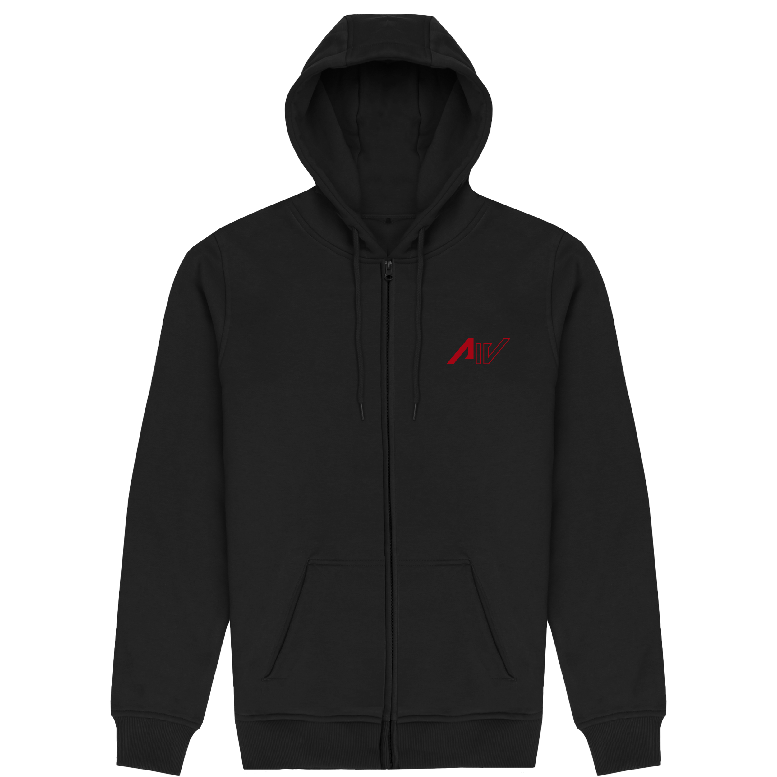 Stacked Statement Zip Hoodie - Red